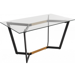 Стол GT K-4007 (140x80x76) Clear glass/Black