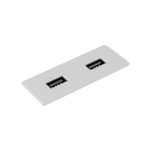 VersaPICK USB socket rectangular, 2 USB ports (5V / 9V, 3A / 2A), 110-220V white