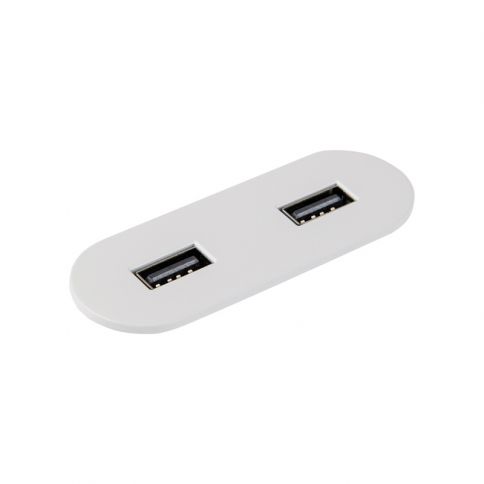 VersaPICK USB socket oval, 2 USB ports (5V / 9V, 3A / 2A), 110-220V white