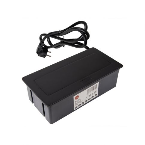 ELEKTRIMA KWADRO Rectangular built-in table extension 3x schuko black