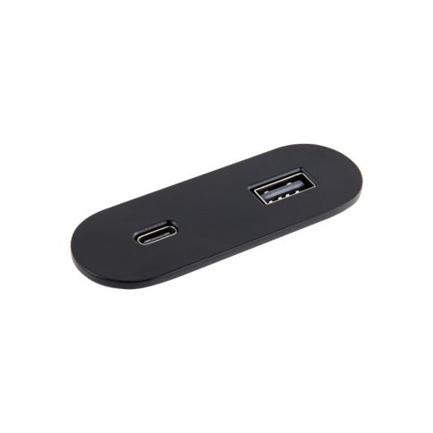 VersaPICK USB socket oval, 1 USB port, 5V (A + C) 110-220V black