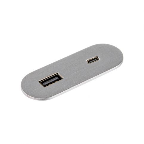 VersaPICK USB socket oval, 1 USB port (5V / 9V, 3A / 2A), 110-220V stainless steel