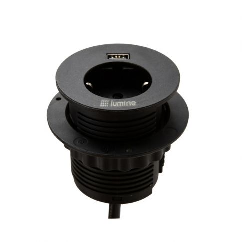 Lumine GLOW built-in socket box 1x socket, 1xUSB A 12W black