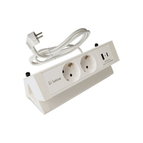 Lumine ORION surface mounted socket outlet 2xsockets, 2xUSB A+C (15.5W) white