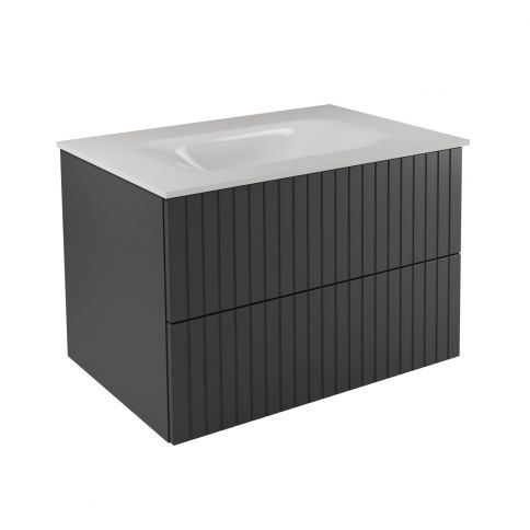 Akya Linea Gun Metal Matt + washbasin white glossy