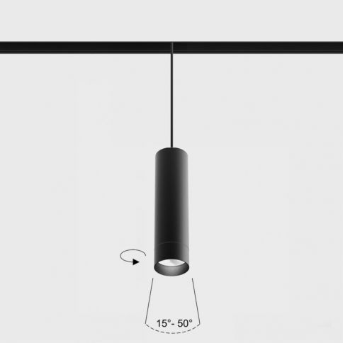 IN_LINE TUB M P 200 ZOOM, D52mm, H200mm, LED 13W, 3000K, 15°-50°, 48V DС, IP20, черный