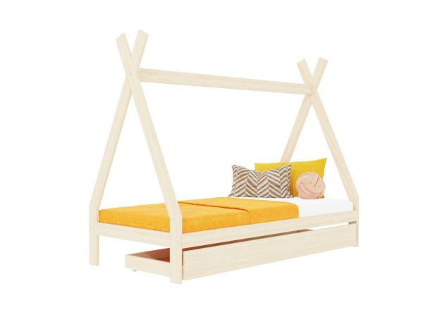 Benlemi SWITCH in the shape of teepee with storage drawer 90x180 cm