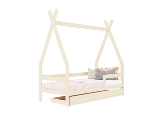 Benlemi SAFE in the shape of teepee with two bed guards and storage drawer 90x160 cm