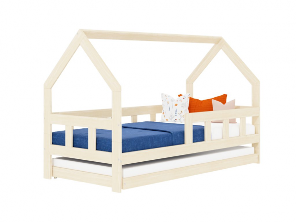 Benlemi FENCE in the shape of house made of wood with two sidewalls and extra bed 90x180 cm