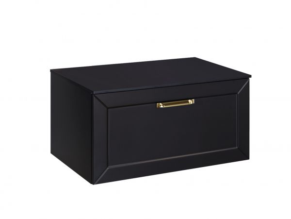 Besco Dexa 60 washbasin cabinet matt black, gold handles