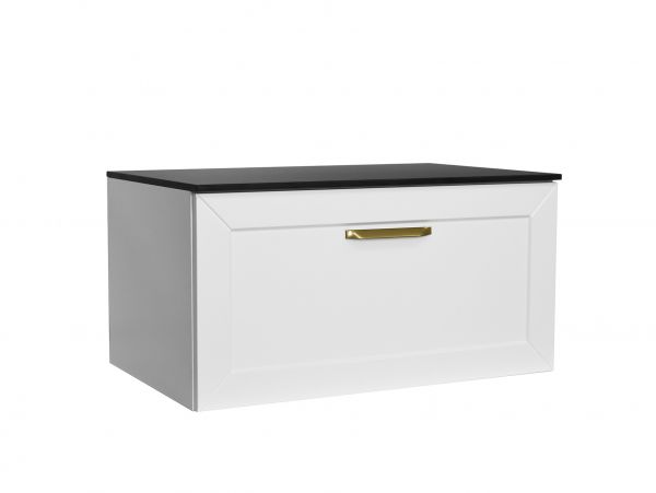 Besco Dexa 80 washbasin cabinet white, gold handles