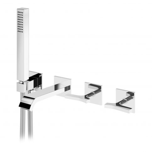 Bruma Royale Progressive-sarjan piilotettu 3-ulostuloiset sekoitin, jossa on EdgeQ-kylpyammeen suutin ja Quadra-käsisuihkusetti Auringonnousu