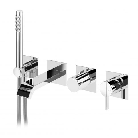 Bruma Breeze Mixer with Edge bath spout and handshower set Gunmetal