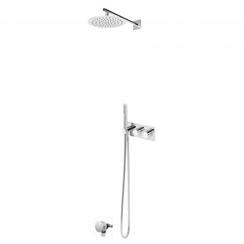Bruma Breeze Thermostatic bath-shower set with shower head Ø250 mm, handshower set and bath filler - VenusQ, Gunmetal
