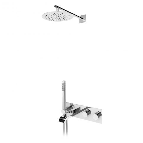 Bruma Breeze Thermostatic bath-shower set with shower head Ø250 mm, handshower set and bath spout - VenusQ, Morning Mist