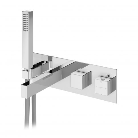 Bruma Adamastor Thermostatic mixer Celsius with bath spout and handshower set Quadra, Gunmetal