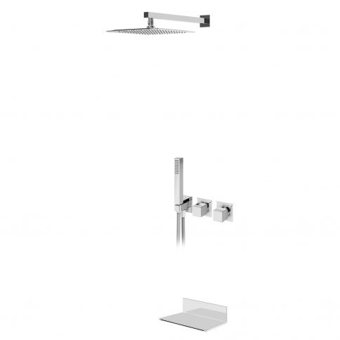 Bruma Adamastor Suihkusetti 250x250 mm yläsuihkulla, Quadra-käsisuihkulla ja Flat-putousjuoksuputkella, Yötaivas