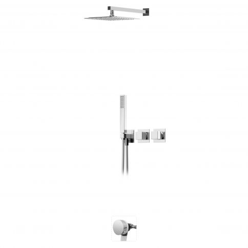 Bruma Adamastor Set with shower head 250x250 mm, Quadra handshower set and bath filler, Chrome