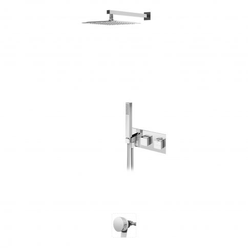 Bruma Adamastor Thermostatic set with shower head 250x250 mm, handshower set and bath filler - Celsius, Night Sky