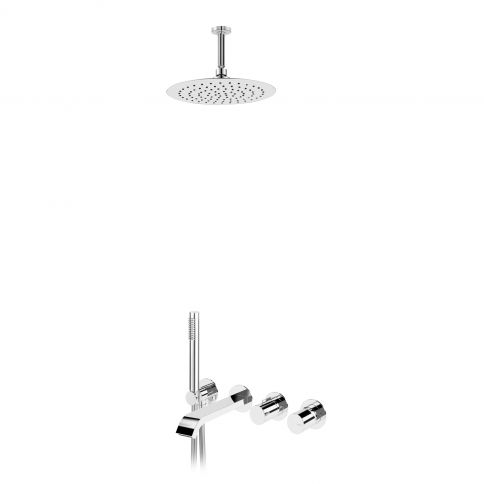 Bruma Avalon Setti yläsuihkulla Ø250 mm, kattosuihkuvarsi 100 mm, Elo-käsisuihkusetillä ja ammeen juoksuputkella, Gunmetal