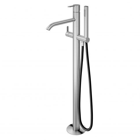 Bruma X-Alpha Floor-mounted bath/shower mixer, Satin stainless steel
