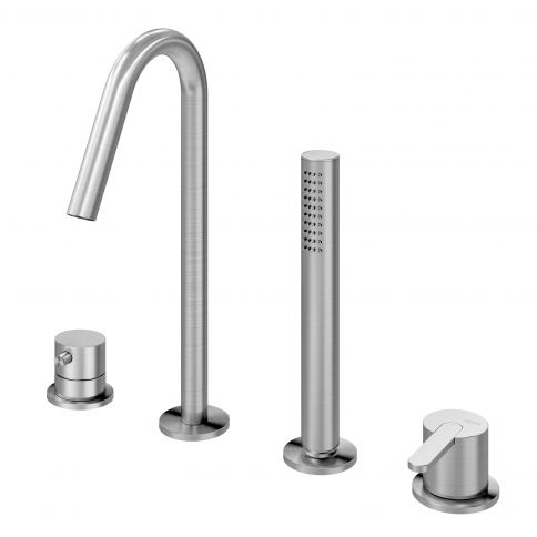 Bruma X-Alpha 4-hole bath/shower mixer, Satin stainless steel