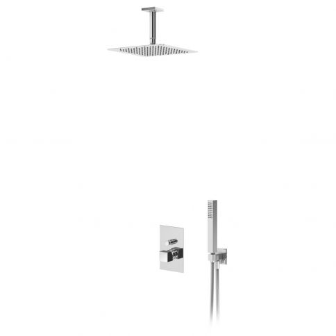 Bruma Escudo Suihkusetti ruostumattomasta teräksestä valmistetulla yläsuihkulla 250x250 mm, kattoasennusvarrella 100 mm ja käsisuihkusetillä, Gunmetal