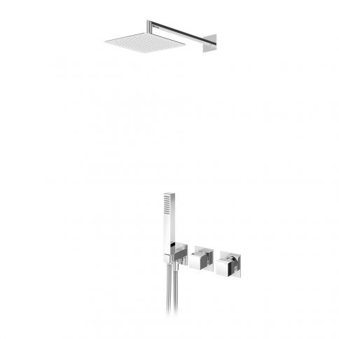 Bruma Escudo Suihkusetti ruostumattomasta teräksestä valmistetulla yläsuihkulla 250x250 mm ja käsisuihkusetillä Quadra, Aamusumu