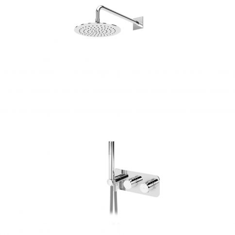 Bruma Lusa Setti ruostumattomasta teräksestä valmistetulla suihkupäällä Ø250 mm, Elo-käsisuihkusetillä ja termostaattihanalla VenusQ, Yötaivas