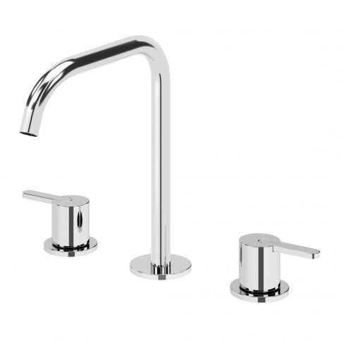 Bruma Leaf 3 hole basin mixer, Morning Mist