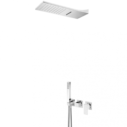 Bruma Linea Shower set with Line Cascade shower (Rain/Cascade) and handshower set, Chrome