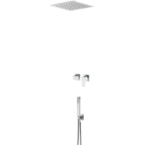 Bruma Linea Shower set with EasyFix overhead shower 300 x 300 mm (Rain) and separate handshower set Quadra, Chrome