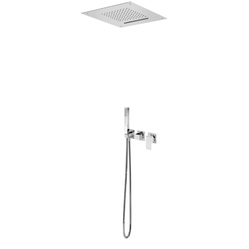Bruma Linea Shower set with overhead shower (Rain/Cascade) and handshower set, Pure White