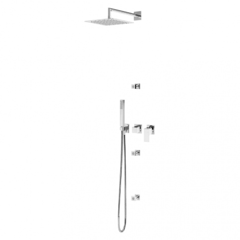 Bruma Linea Shower set with inox shower head 250x250 mm, 3 jets and separate handshower set Quadra, Sunset