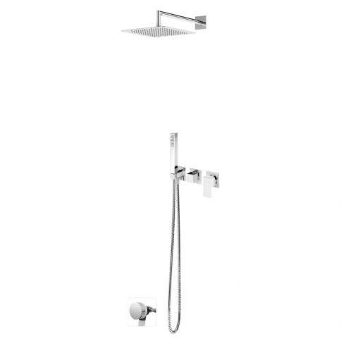 Bruma Linea Bath-shower set with Inox shower head 250x250 mm, Quadra handshower set and bath filler, Pure White