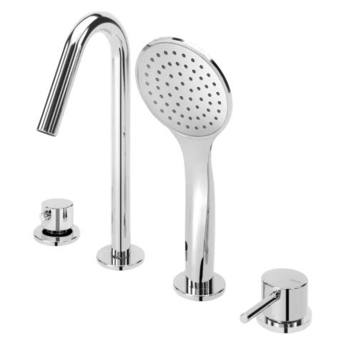 Bruma Lusitano 4-hole bath/shower mixer, Emotion handshower, Pure White