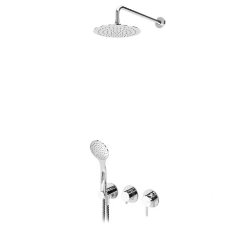 Bruma Lusitano Horizontal shower set with UltraThin Inox shower head Ø250 mm and Elo handshower set, Gunmetal