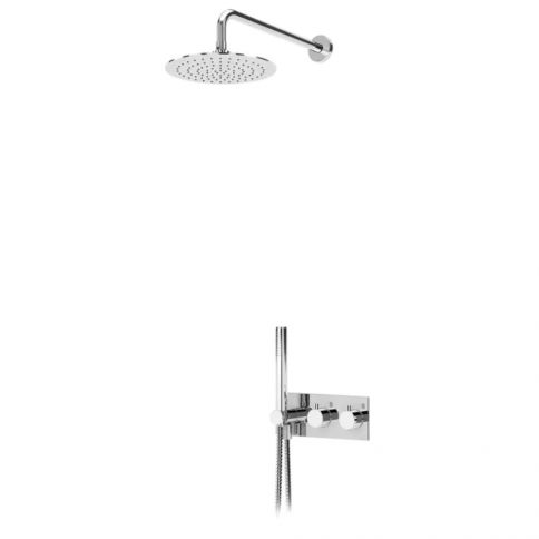 Bruma Lusitano Thermostatic set with ABS shower head Ø230 mm and Elo handshower set, Chrome