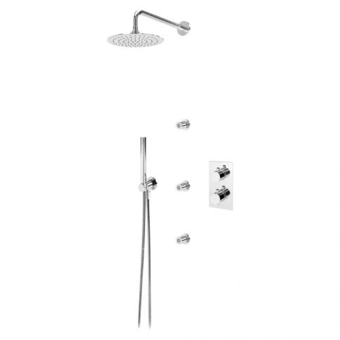 Bruma Lusitano Thermostatic set with inox shower head Ø250 mm, 3 jets and handshower set Elo, Satinox