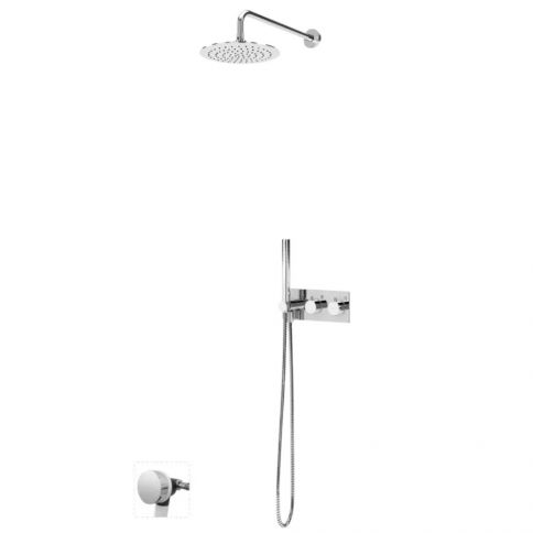 Bruma Lusitano Thermostatic bath-shower set with inox shower head Ø250 mm, Elo handshower and bath filler, Chrome