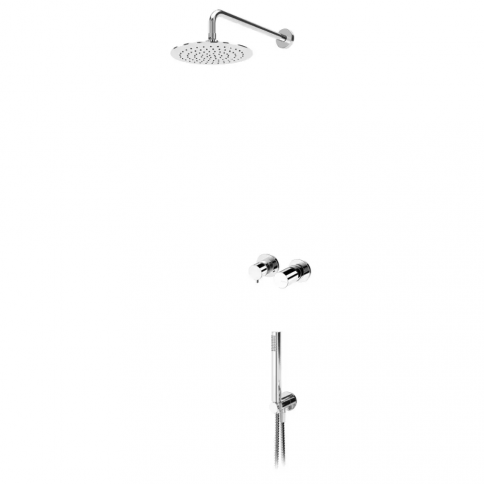 Bruma Adagio Horizontal shower set with ABS shower head Ø230 mm and separate handshower set Elo, Pure White