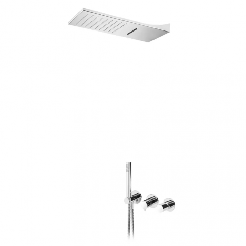 Bruma Adagio Shower set with Line Cascade shower (Rain/Cascade) and handshower set, Morning Mist