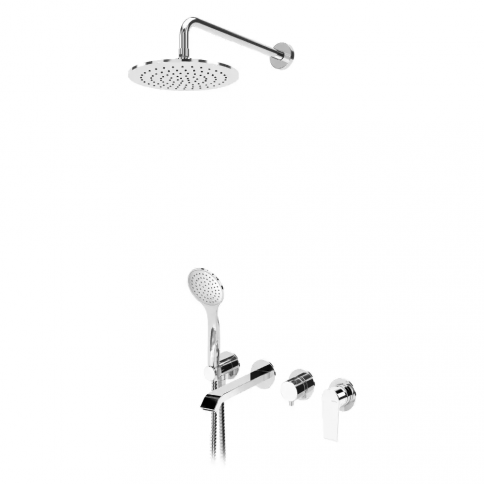Bruma Nautic Bath/shower set with inox shower head Ø250 mm, Elo handshower and bath spout, Sunrise