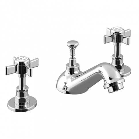 Bruma Imperial 3 hole basin mixer with pop-up waste set, Chrome