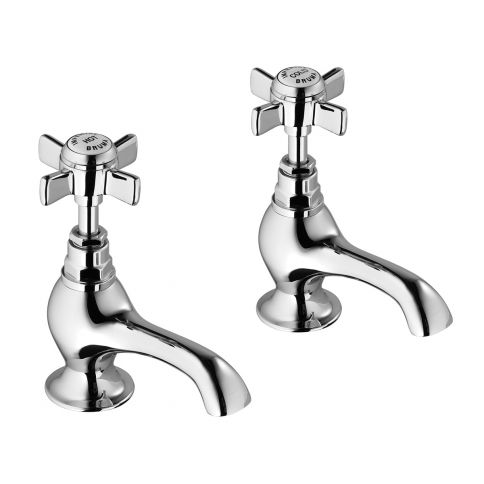 Bruma Imperial Basin pilar taps - Hot and Cold (1 pair), Old Brass