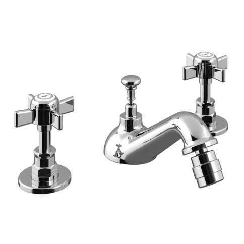 Bruma Imperial 3 hole bidet mixer with pop-up waste set, Chrome