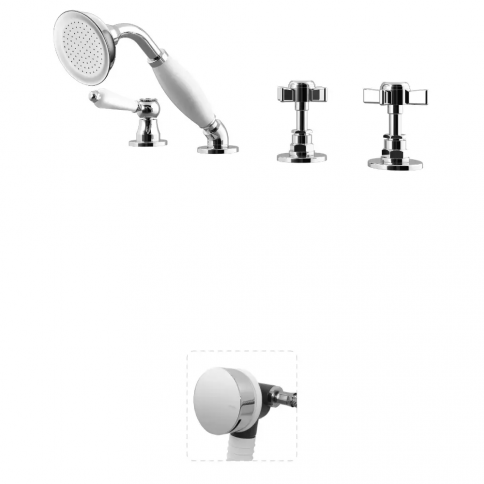 Bruma Imperial Shower mixer with Elite handshower and bath filler, Old Brass