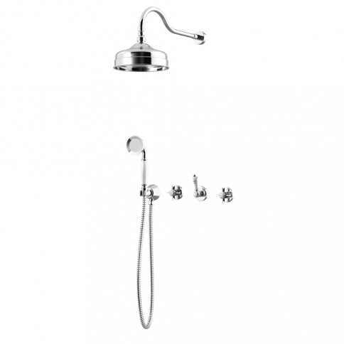 Bruma Imperial Shower set with brass shower head Ø200 mm and Elite handshower set, Old Brass