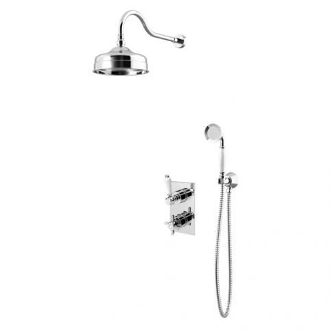 Bruma Imperial Thermostatic shower set with brass shower head Ø200 mm and separate Elite handshower set, Chrome