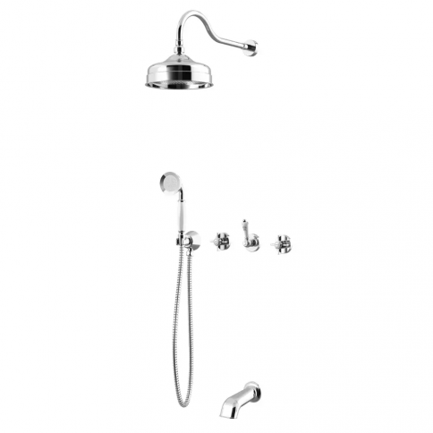 Bruma Imperial Bath/shower set with shower head Ø200 mm, handshower set and wall spout, Gold 24kt